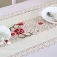 thumbnail image 6 of Vintage Flower Embroidery Tassel Table Runner Mat Cloth Decor White Leaf, 6 of 8