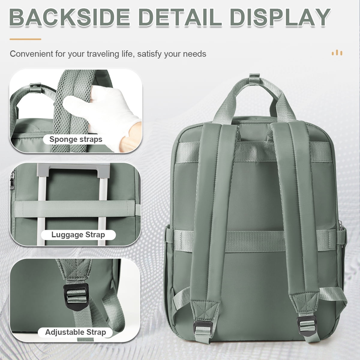 Travel Backpack for Women Men, Airline Approved Carry-On Bags for Airplanes, Green Laptop Personal Item Backpack for Traveling College on Airplane