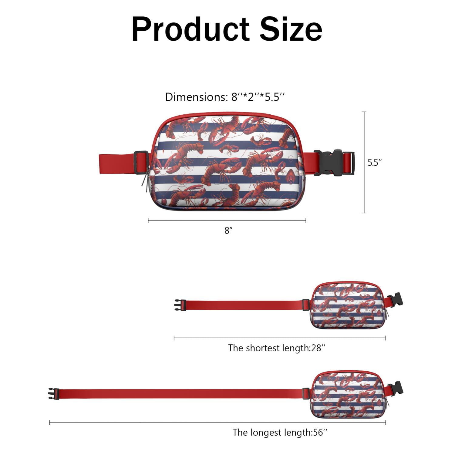 Tropical Lobster Belt Bag for Women – Nautical Sea Life Fanny Pack with Crustacean, Coral, Starfish & Coastal Ocean Vibes