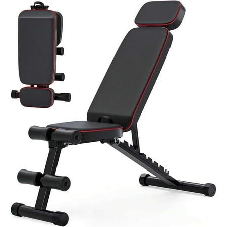 9 Positions Adjustable Weight Bench, Foldable Workout Bench Weight Bench For Home Gym Full Body Strength Training, Support Up To 800lbs, Black