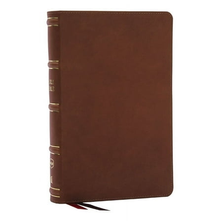 Nkjv, Single-Column Reference Bible, Verse-By-Verse, Brown Genuine Leather, Red Letter, Comfort Print, (Hardcover)