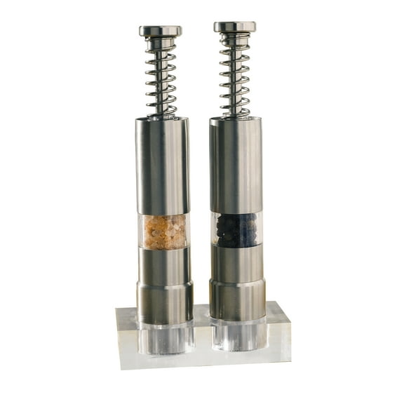 Jokari Season Pro™, Set of 2, Stainless Steel Grinders with Acrylic Base, for Salt, Pepper or Spices