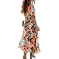 thumbnail image 4 of Julycc Womens Summer Maxi Dress Batwings V Neck Holiday Floral Long Sundress, 4 of 4