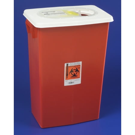 - Multipurpose Sharps Container Biomax 1Piece 26H X 1825W X 1275D Inch 18 Gallon Red Base Hinged Lid (1/EA)