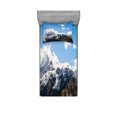 thumbnail image 2 of Mountain Bedding Set with Sheet & Covers, Snowy Mountain Scenery in the Summertime Cloudy Sky Natural Beauty Pattern, Printed Bedroom Decor 2 Shams, 4 Sizes, White Blue Brown, by Ambesonne, 2 of 3