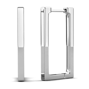 Cate & Chloe Annalise 18k White Gold Plated 25mm Square Hoop Earrings for Women, Gift for Her