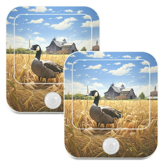 Duck Houses Trees Wheat Night Lights Plug into Wall LED with Auto Light Sensor Warm Light for Kids Hallway Bedroom Living Room Kitchen Bathroom Set of 2