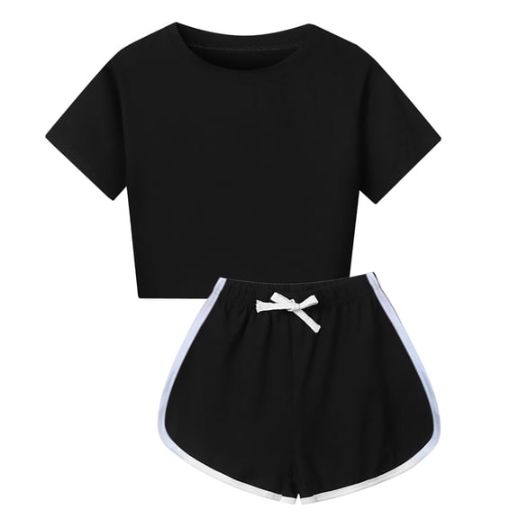 LNMQLPDBS Girls 2 Piece Outfits Crop Tops and Dolphin Shorts Set Toddler Girl Soft School Beach Clothing Sets Teen Cute Athletic Sport Tracksuit