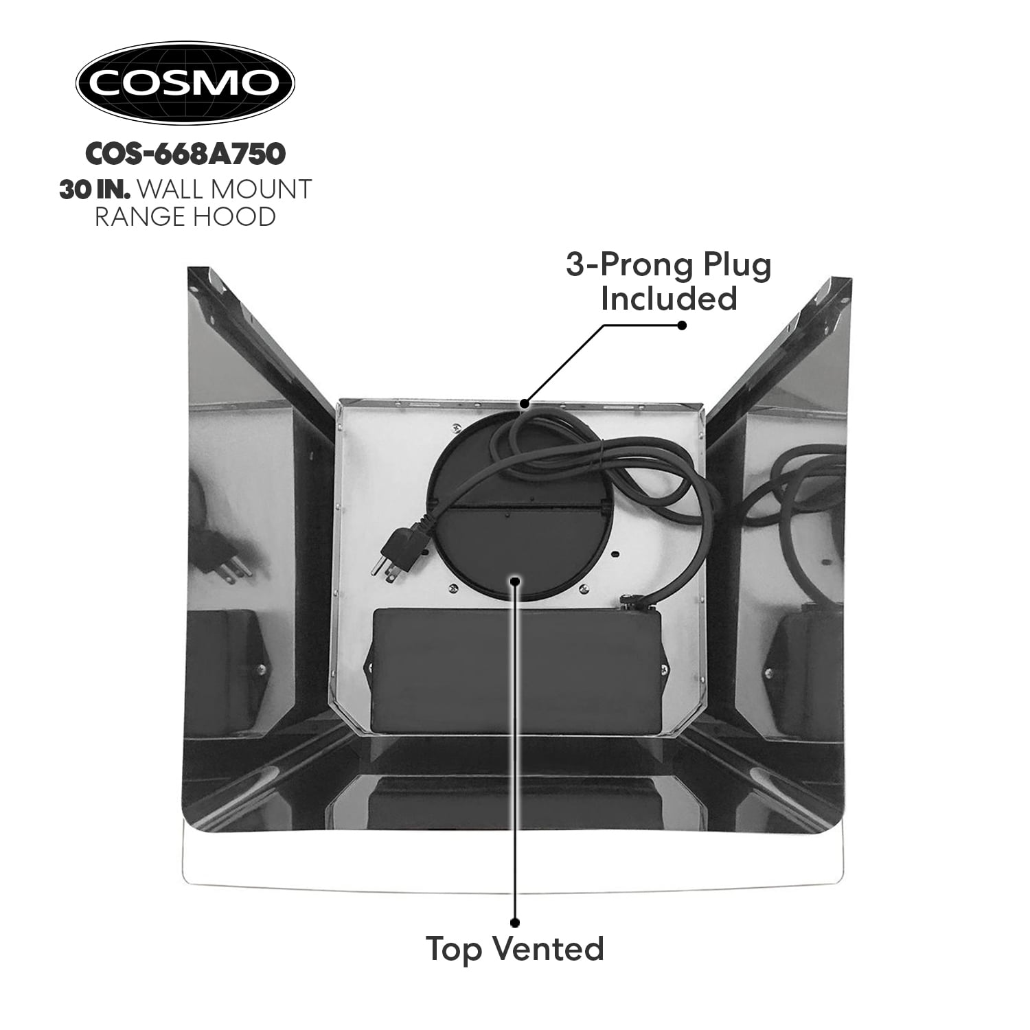 Cosmo 30 in. Ducted Wall Mount Range Hood in Stainless Steel with LED Lighting and Permanent Filters