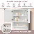 thumbnail image 5 of Topbuy Wall Mounted Bathroom Cabinet with Open Shelf & Towel Bar Medicine Cabinet with Double Louvered Doors White, 5 of 7