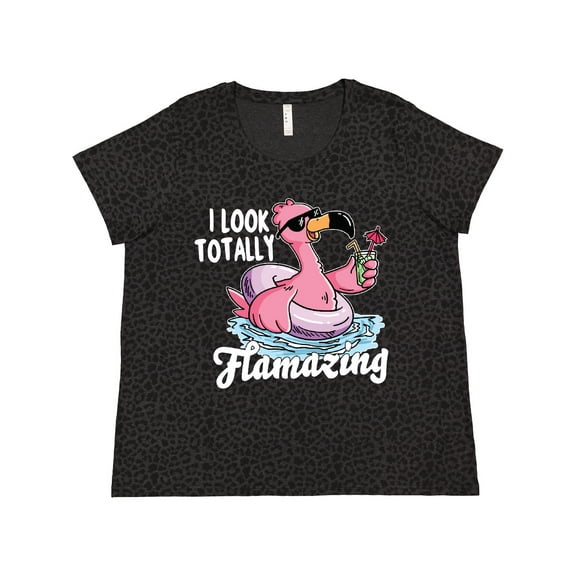 Inktastic I Look Totally Flamazing with Flamingo in Sunglasses Women's Plus Size T-Shirt