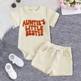 thumbnail image 2 of TOWED22 Newborn Infant Baby Girl Clothes Romper Shorts Set Suspender Summer Outfits Cute Baby Clothes Girl Light Yellow,0-3 M, 2 of 8