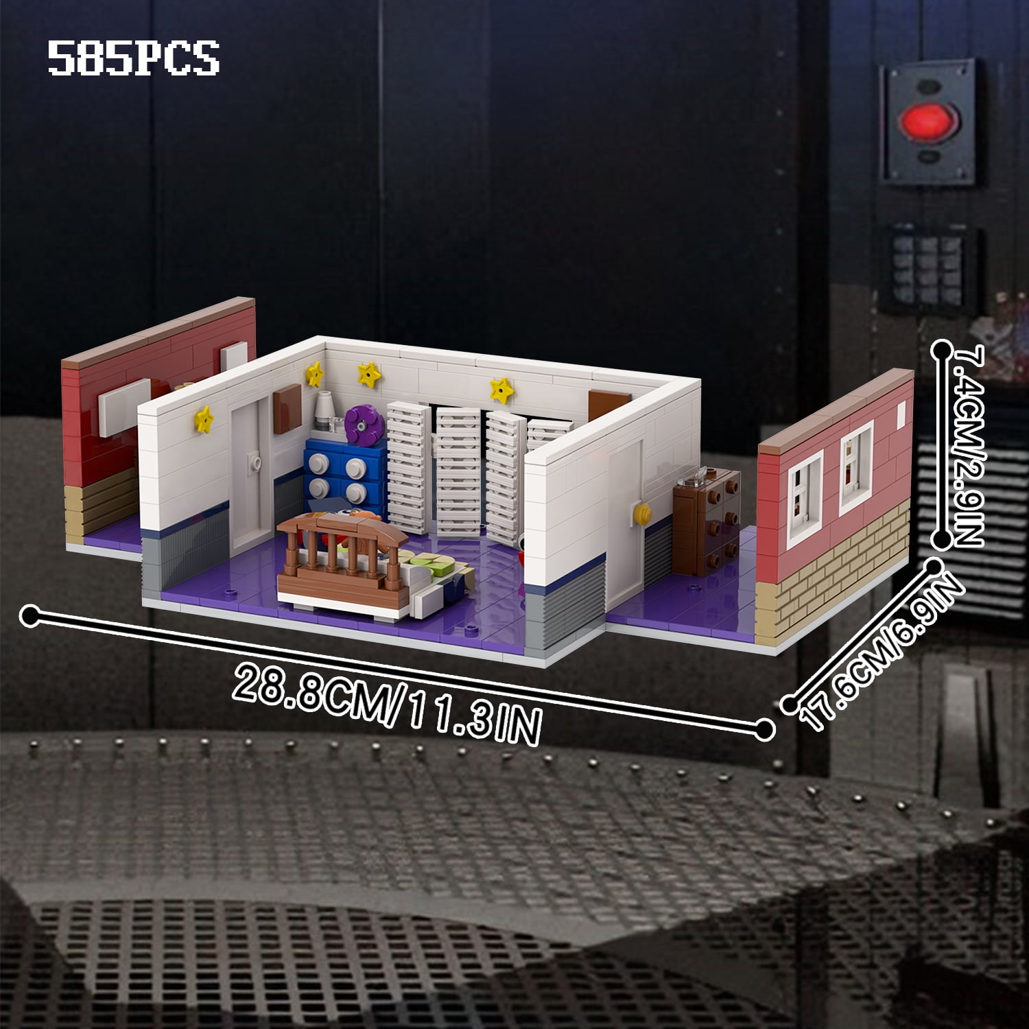 MOOXI-MOC FNAF Room Building Set,Creative Cute Building Blocks Children Kits,Halloween for Kids(585pcs)