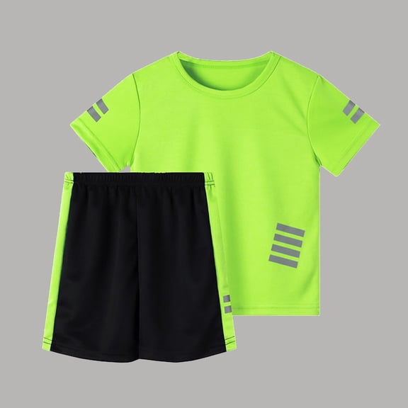 JCCXIN Boys Summer Reflective Athletic Outfit Sets Mesh Short Sleeve O-Neck T Shirt And Shorts For Play Cozy Clothes Sets