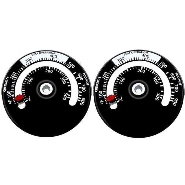 2 Packs Replacement Magnetic Stove Thermometer Wood Burner Top Thermometer Stove Temperature Meter Stove Flue Pipe Thermometer Fireplace Accessories for Avoiding Stove Fan Damaged by Overheating