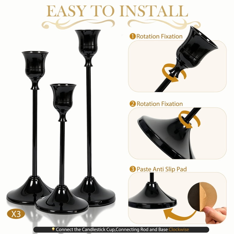 Hidawn Black Metal Taper Candlestick Holders, Set of 9 photo 7