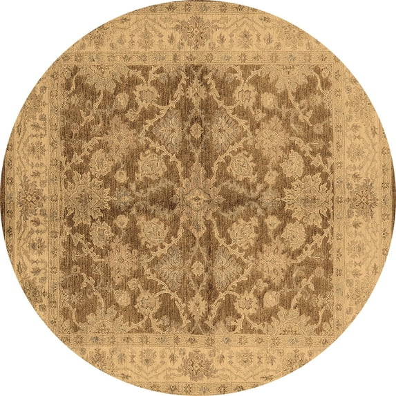 Ahgly Company Indoor Round Oriental Brown Industrial Area Rugs, 3' Round