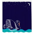 thumbnail image 3 of Ambesonne White Blue Shower Curtain, Floating Swan Waves, 69"Wx84"L, White Blue, 3 of 5