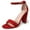 Red Vegan Suede, variant on Shirley High Silver Comfortable Heels for Women | Open Toe Ankle Strap Sandal Block Heel Dress Platform