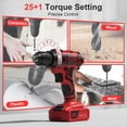 thumbnail image 3 of Taladro inalámbrico VIWKO de 20 V de potencia, 2.0 Ah con cargador, 42 unidades, rojo, 3 of 8