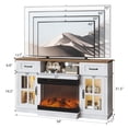 thumbnail image 6 of IVV 58-Inch TV Stand with 24" Electric Fireplace Insert, LED Entertainment Center with 2 Glass Doors & 2 Drawers & Adjustable Light Strip, Rustic Media Cabinet for Living Room, Brown+White, 6 of 7