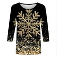 thumbnail image 3 of Oplxuo Christmas Shirts for Women Dressy Casual Crewneck Loose Blouses 3/4 Sleeve Tops Loose Tunic Blouse, 3 of 4