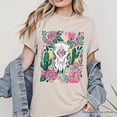 thumbnail image 5 of Western Floral Cow Skull T-Shirt, Boho Cowgirl Wildflower Cactus Tee, 5 of 8