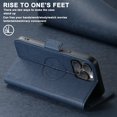 thumbnail image 6 of Wallet Case for iPhone 14 Pro Max with Card Slots for Men Women, Crosshatch PU Leather,Compatible with MagSafe Wireless Charging Magnetic Leather Flip Folio Cover Case for iPhone 14 Pro Max,Blue, 6 of 12