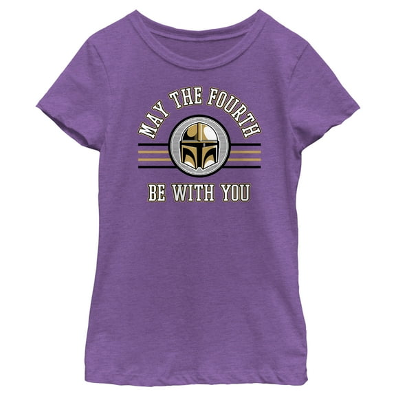 Girl's Star Wars: The Mandalorian May the Fourth Be With You Din Djarin  Graphic Tee Purple Berry Large