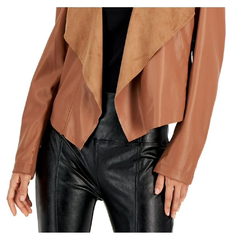 Faux leather top flyaway jacket
