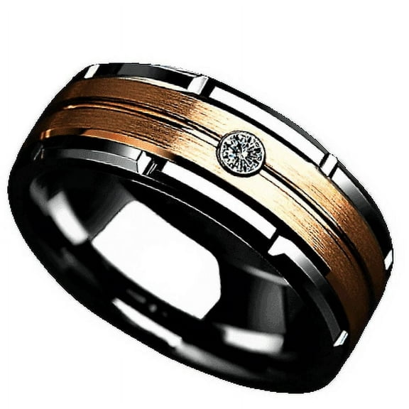 Tungsten Rings for Men Wedding Bands for Him Womens Wedding Bands for Her 6mm Silver Rose Gold Brushed Diamond