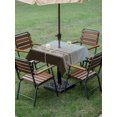 thumbnail image 4 of Outdoor Tablecloth with Umbrella Hole for Patio/Picnic/Party/Camping, Aqua Floral Waterproof Table Cloth Square Cover Washable, Modern Farmhouse Leaves Brown Striped (60"x 60"), 4 of 8