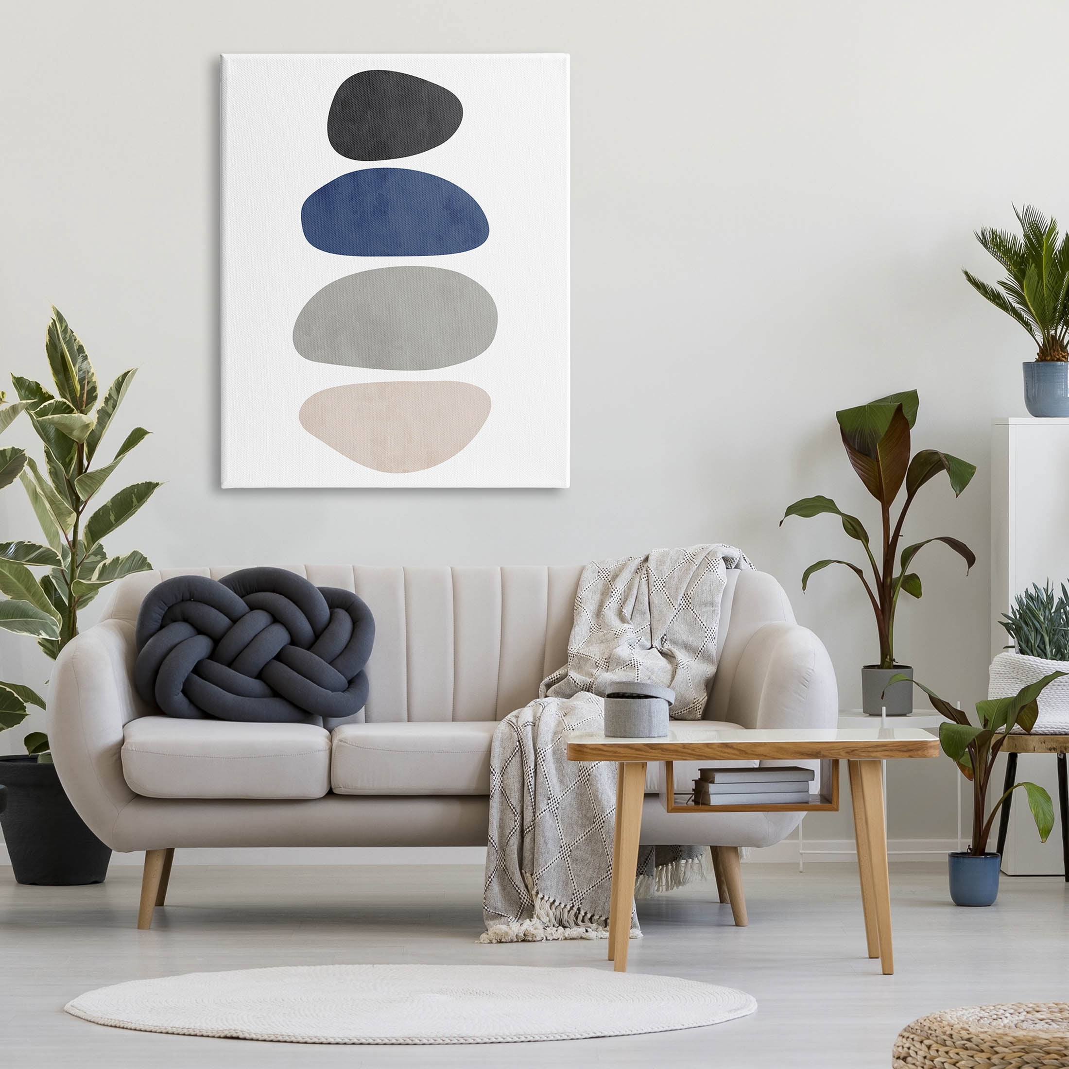 Minimal Stacked Round Shapes Abstract Graphic Art Gallery Wrapped Canvas Print Wall Art