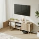 thumbnail image 3 of VERDALAY Mueble para TV con 2 puertas Soporte para TV Organizador para televisión Mueble para TV de madera con tira de luz Soporte para TV de madera con patas altas Consola para TV, roble, 3 of 16