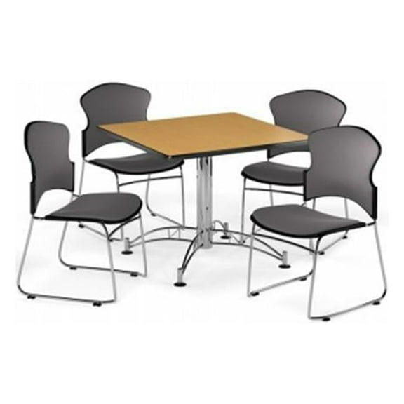ofm pkg-brk-044-0008 breakroom package featuring 42 in. square multi-purpose table with four multi-use stack fabric seat & back chairs