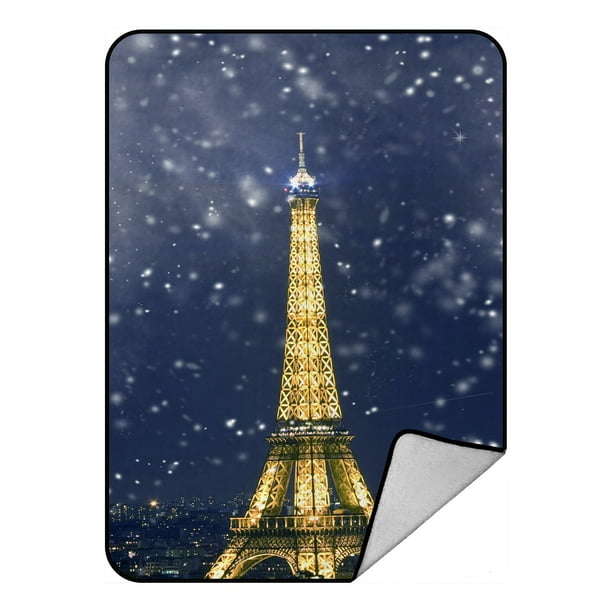 PHFZK City Landmark Blanket, France Paris Eiffel Tower with Snowflakes