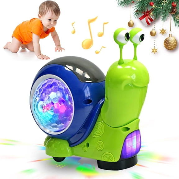 SQDWYGUO Baby Toddler Infant Luminous Snail Toy, Electric Tummy Time Toys Crawling Snail Musical Toys with Light-up Music, Light-Up Walking Dancing Moving Interactive Sensory Toy,Green