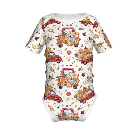 

Junzan Watercolor Fall Print Short-Sleeve Baby Climbing Clothes Bodysuits for Infant One-Piece for Baby Boys & Girls Baby Clothes Baby Romper with Snap Closure-2 Years