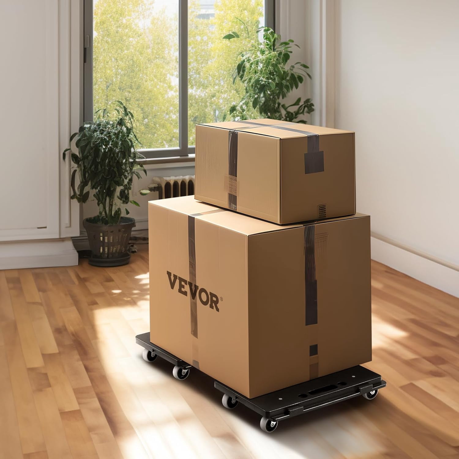 Furniture Moving Dolly, 16 x 11in 500 lbs Capacity Furniture Movers Dollies 4 Wheels, Portable Moving Rollers Heavy Duty, Interlocking Small Flat Dolly Cart for Heavy Furniture, 2 Pack, Black