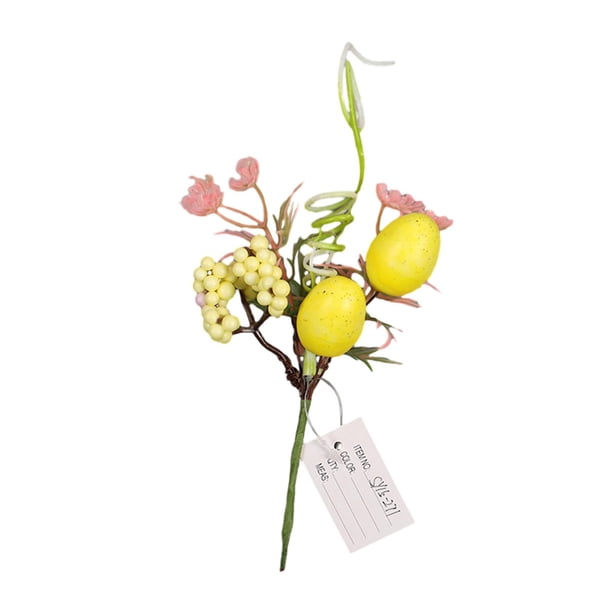 Palillos artificiales para huevos de Pascua Palillos florales de Pascua con hojas verdes Huevo de Pascua Estilo G