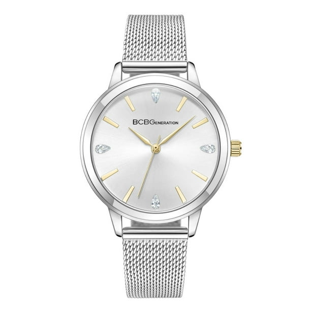 Reloj BCBG Max Azria Dama Extensible de Acero Plateado