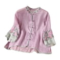 thumbnail image 4 of Embroidered Tops For Women Womens Linen Tops Cotton Boho Tops Flowy Tops For Women Peasant Blouse Womens Gauze Tops Summer Blouses For Women Gauze Shirts Beach Vacation Tshirts Purple2 L, 4 of 4
