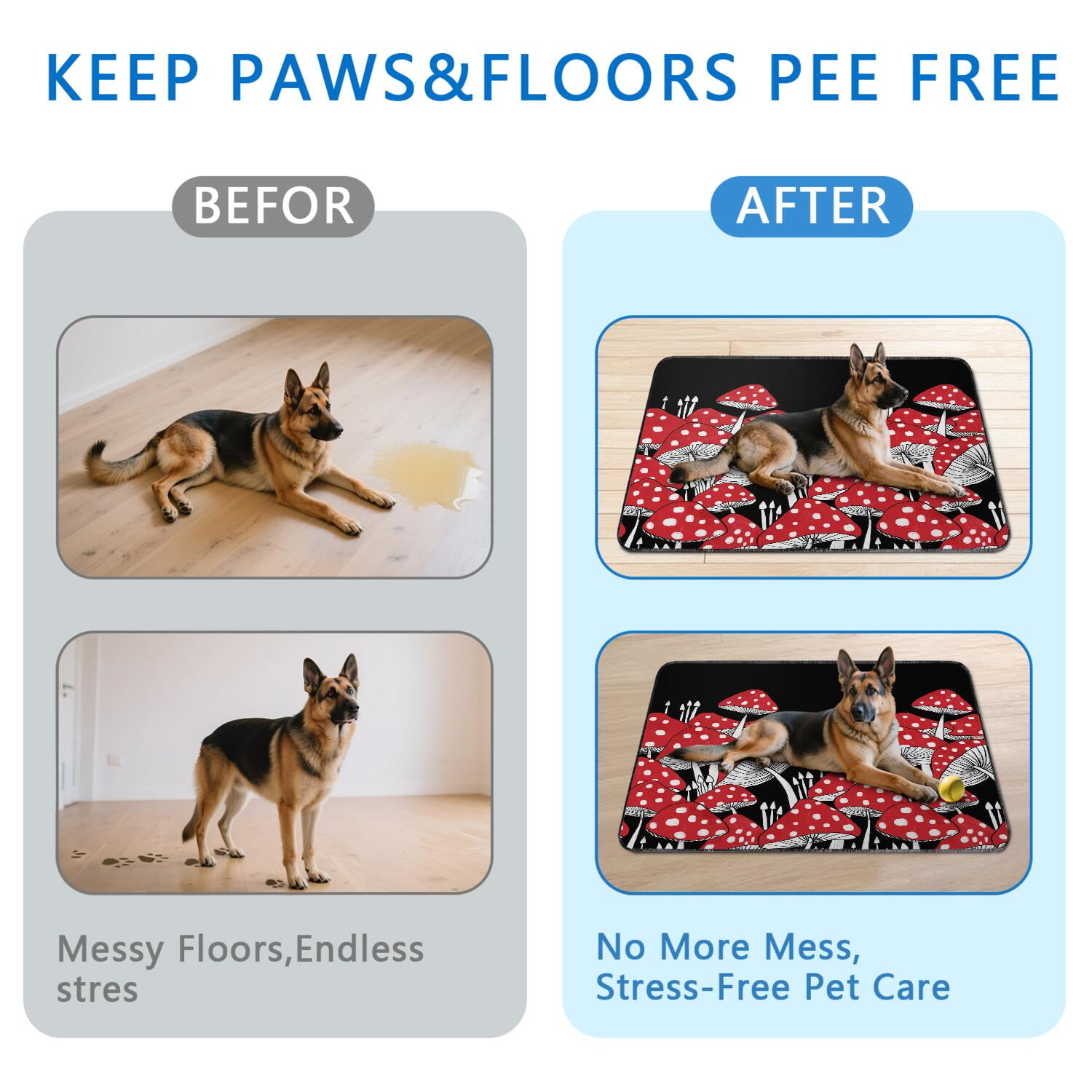 Washable Reusable Pee Pads for Dogs with Leaf Motifs, Absorbent Mat Featuring Non-Move Bottom for Puppy Training Indoors (Plant patterns, 48"x48")