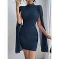 thumbnail image 4 of Women'S Elegant Long Sleeve Flutter Sleeve Bodycon Dress with Rhinestone Detail Step Skirt S, 4 of 9
