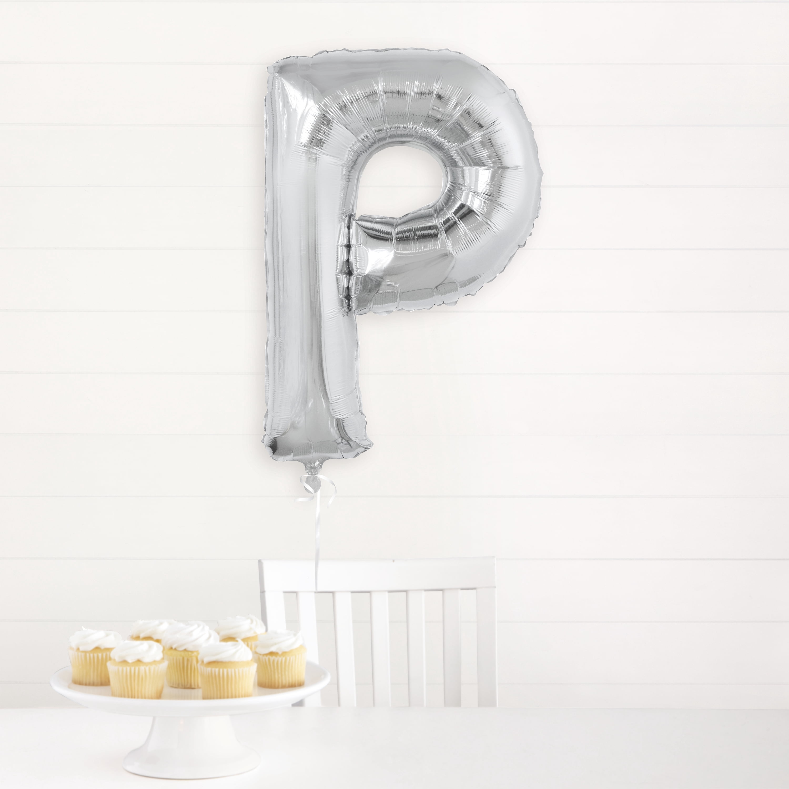Foil Big Letter Balloon, P, 34 in, Silver, 1ct