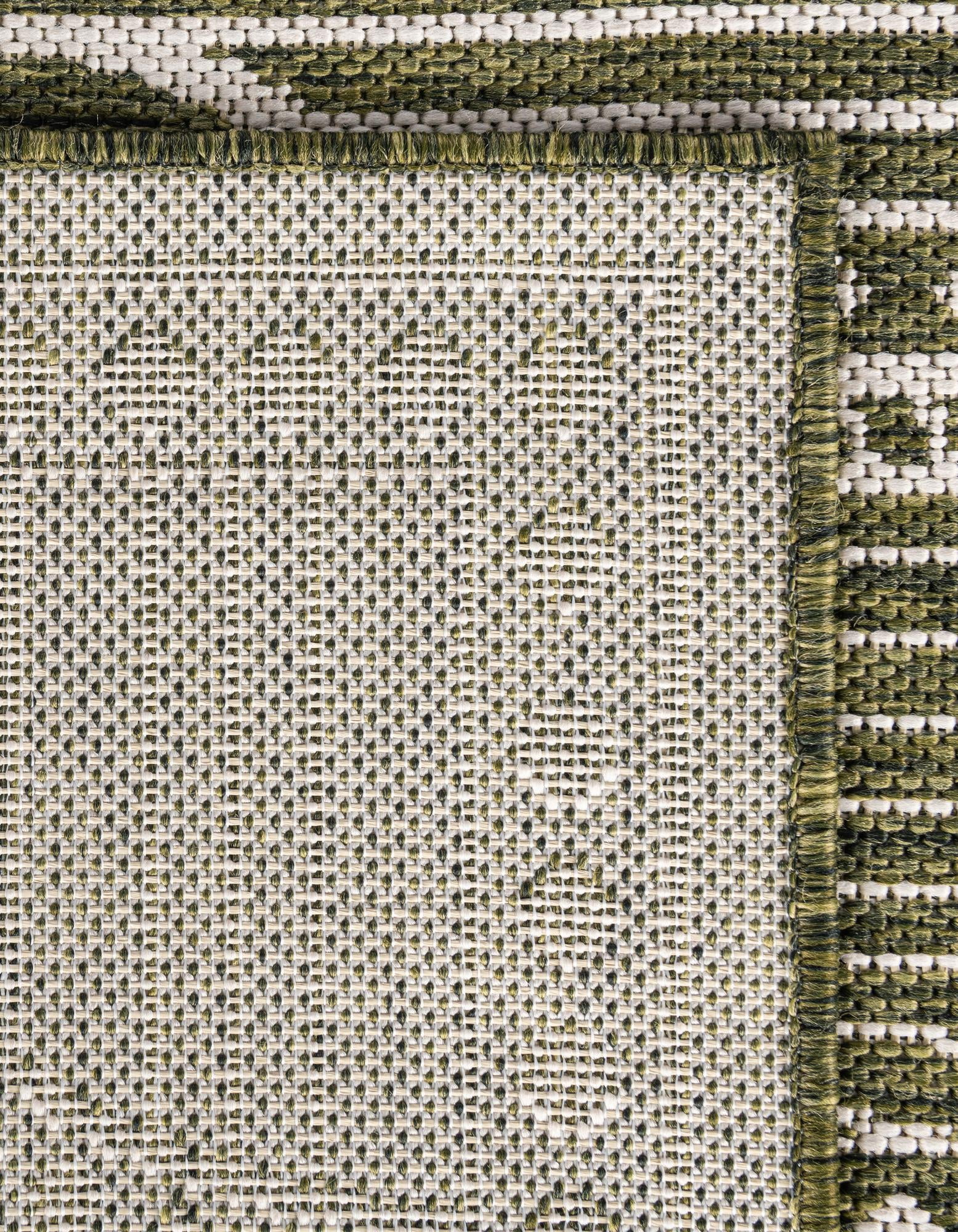 Unique Loom Outdoor Traditional Collection Area Rug - Deco (10' Square Green/Ivory)