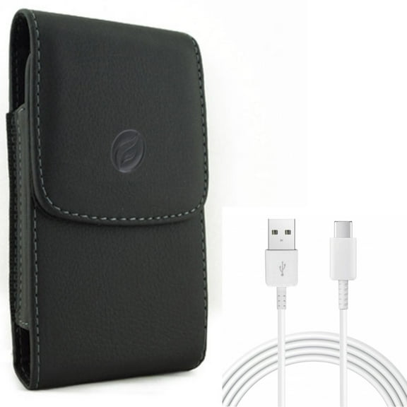 For Galaxy A54 /A53 /A33 - 10ft USB-C Cable w Case Belt Clip, Type-C Charger Cord Power, Leather Holster Cover for Samsung Galaxy A54 /A53 /A33 5G