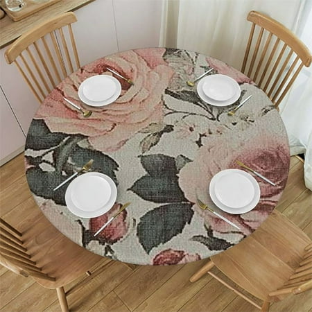 

Sheronv Roses Round Tablecloth Stain Resistant and Washable for Indoor Outdoor Kitchen Dining Wedding Parties 100% Polyester Table Cover Great Home Kitchen Parties Holiday Dinner 42 -46