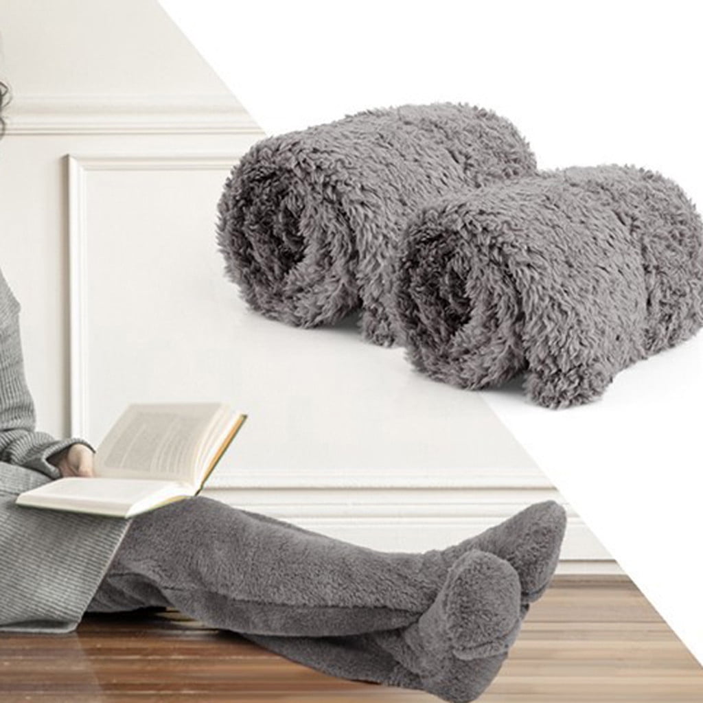 Shldybc Over Knee High Fuzzy Socks Plush Slipper Stockings Furry Long Leg Warmers Winter Home Sleeping Socks Christmas Gifts