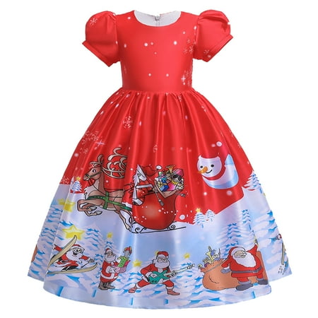 

ZMHEGW Kids Dresses For Girls Child Pageant Gown Christmas Xmas Dance Party Princess Christmas Dress For Toddler Girls